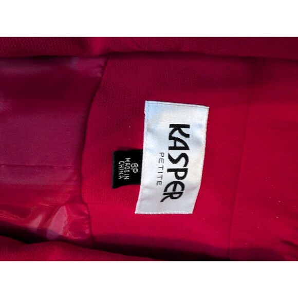 KASPER 3PC deep Red polyester Lined skirt suit women's Size 6P - Picture 8 of 16